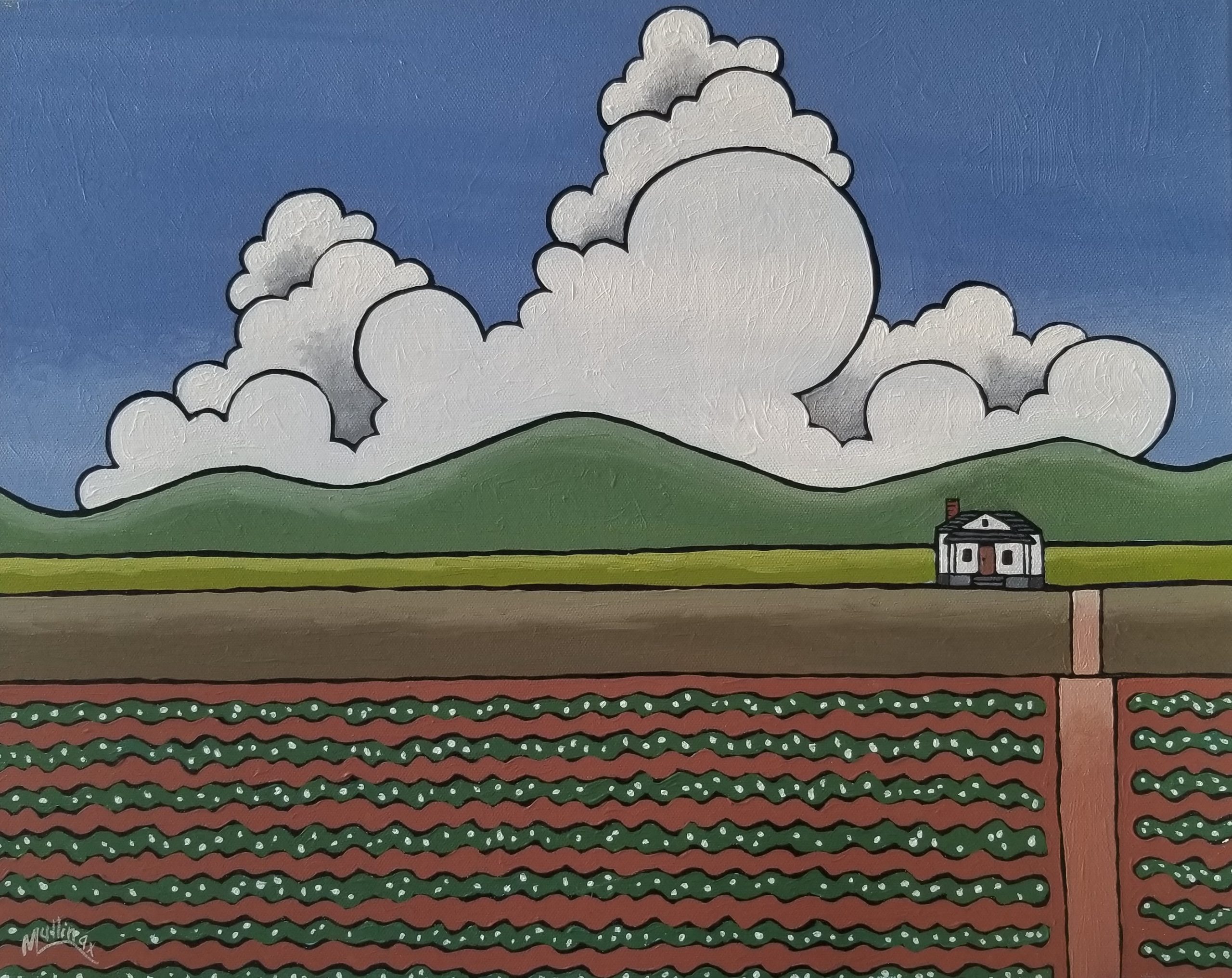 Clouds and Cotton Fields | Painting by Kent Mullinax of Cartersville, Georgia