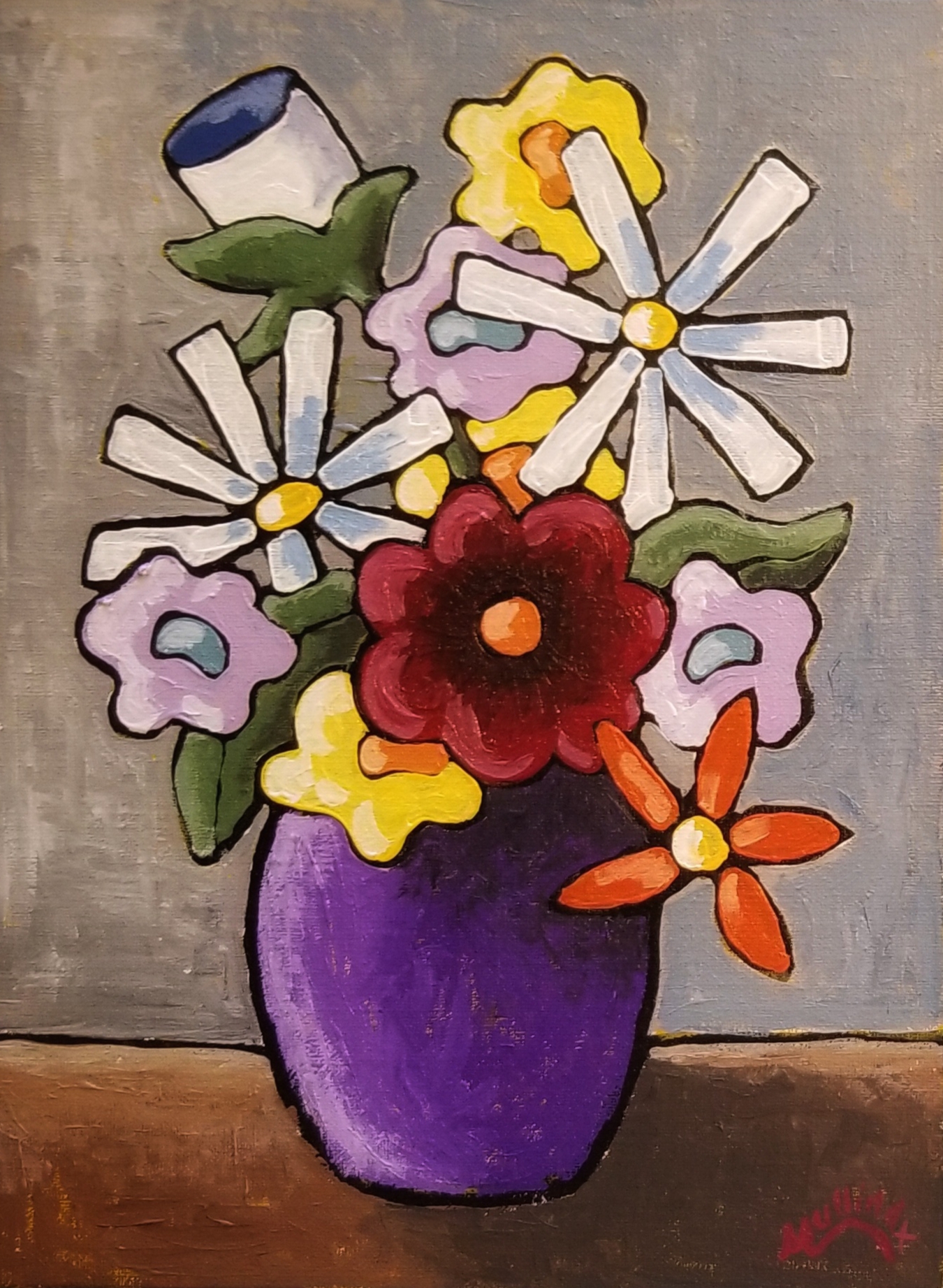 Flowers in a Purple Vase | Painting by Kent Mullinax of Cartersville, Georgia